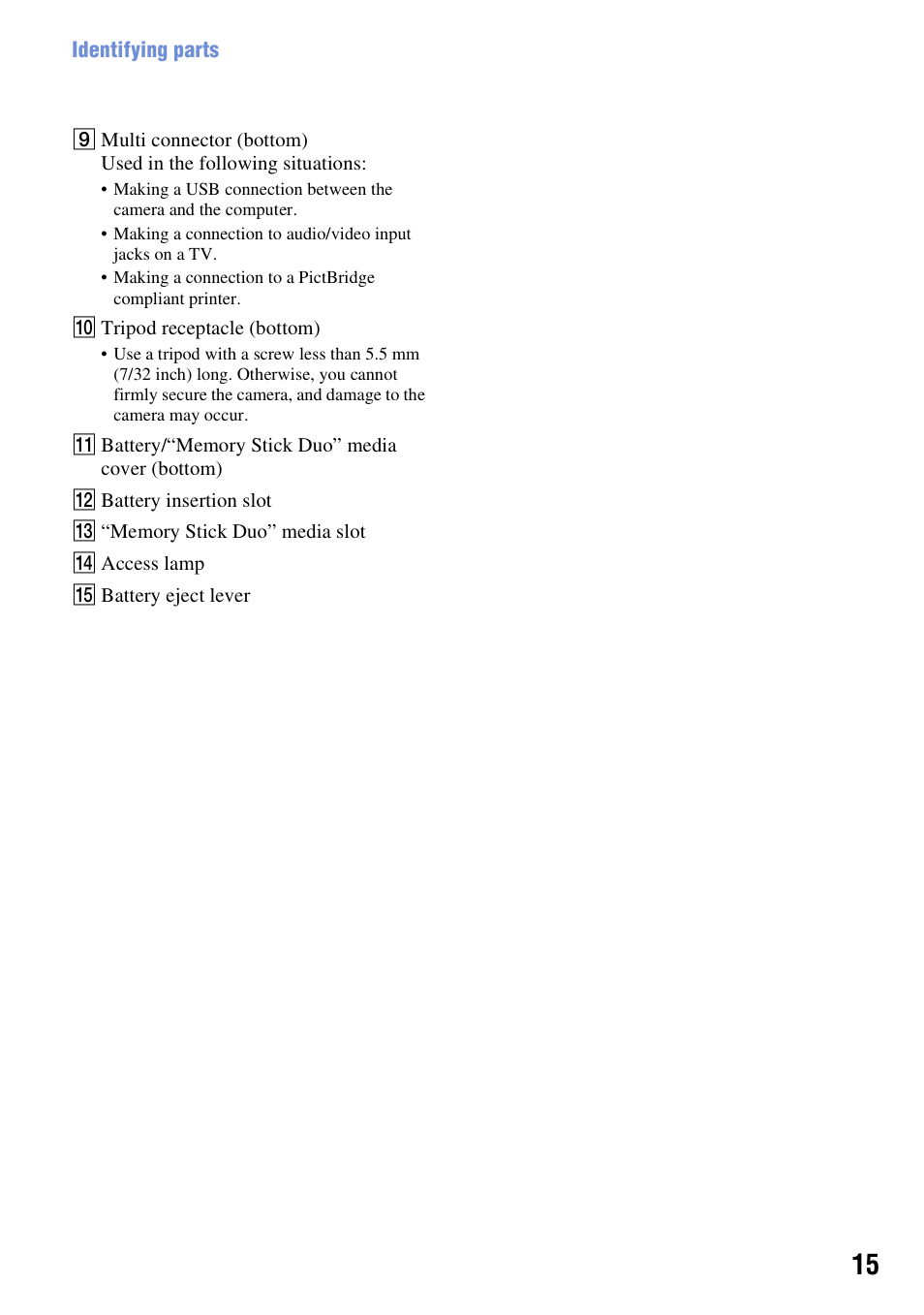 Sony DSC-W230 User Manual | Page 15 / 129