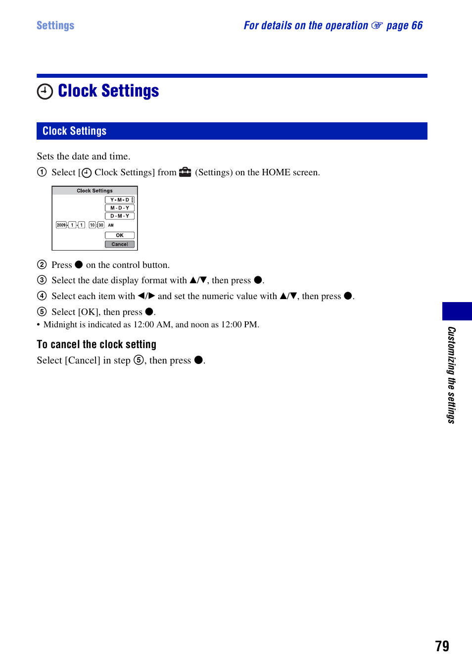 Clock settings | Sony DSC-W230 User Manual | Page 79 / 129