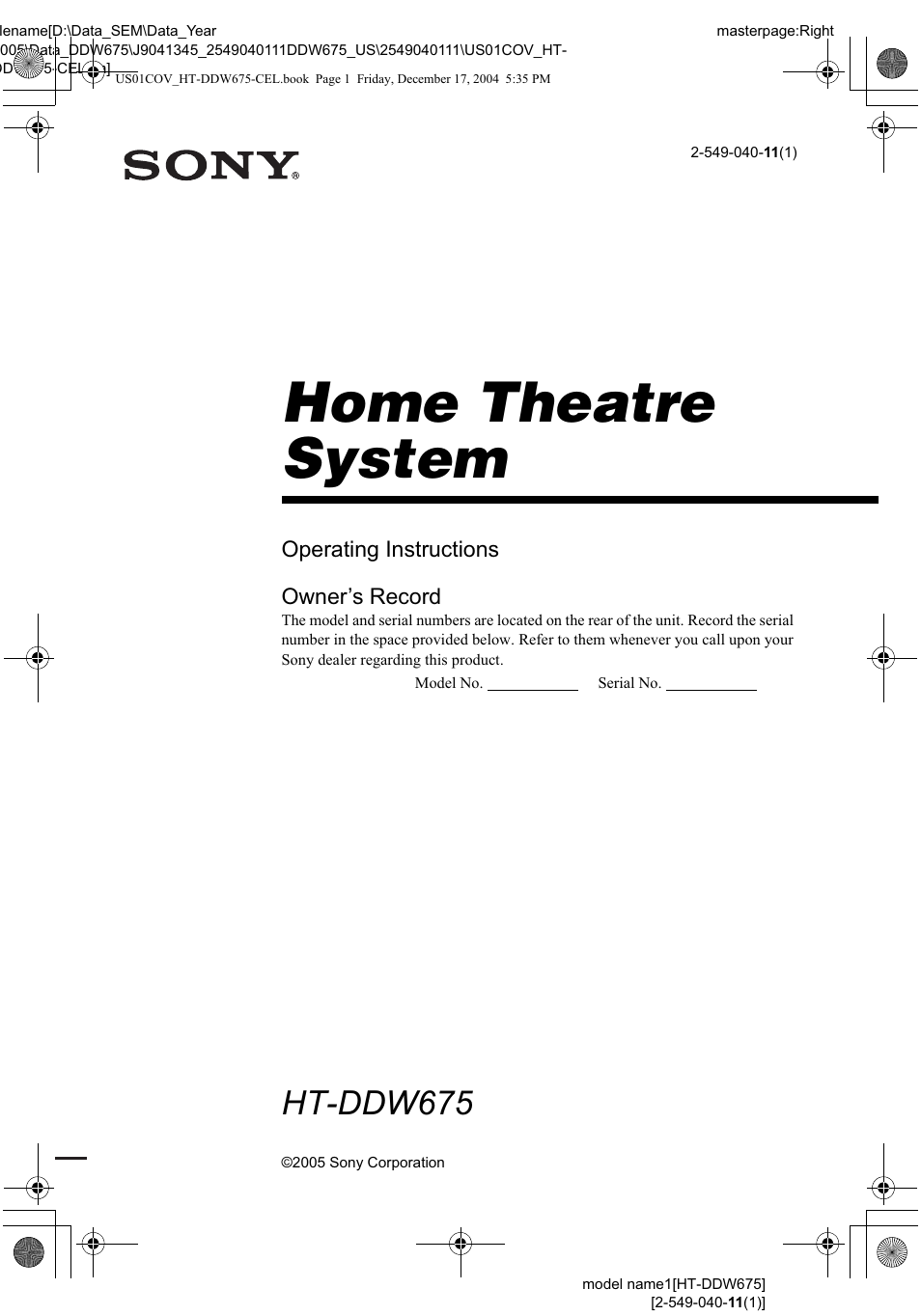 Sony HT-DDW675 User Manual | 40 pages