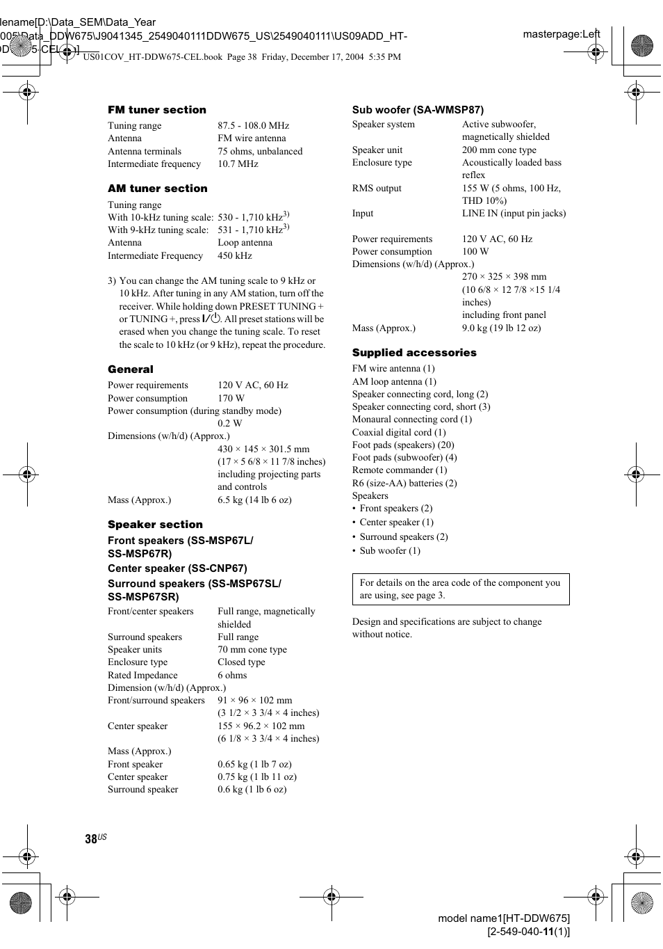 Sony HT-DDW675 User Manual | Page 38 / 40