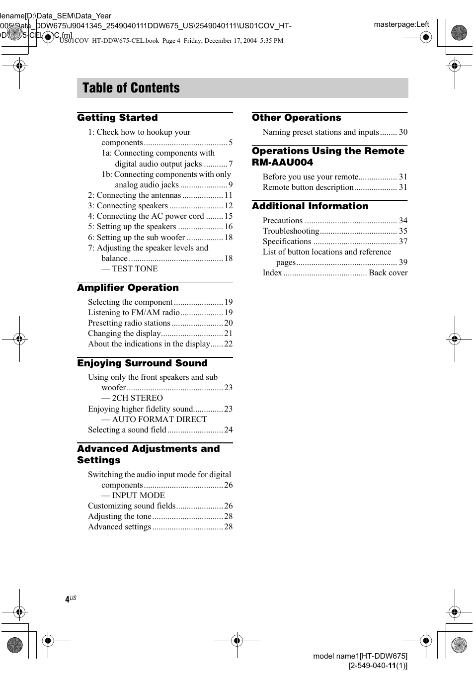 Sony HT-DDW675 User Manual | Page 4 / 40