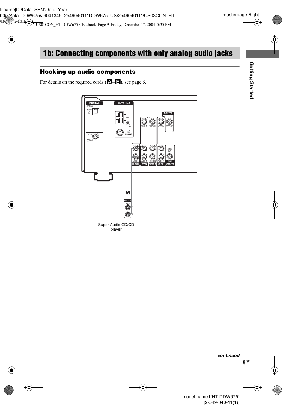 1b: connecting components with only | Sony HT-DDW675 User Manual | Page 9 / 40