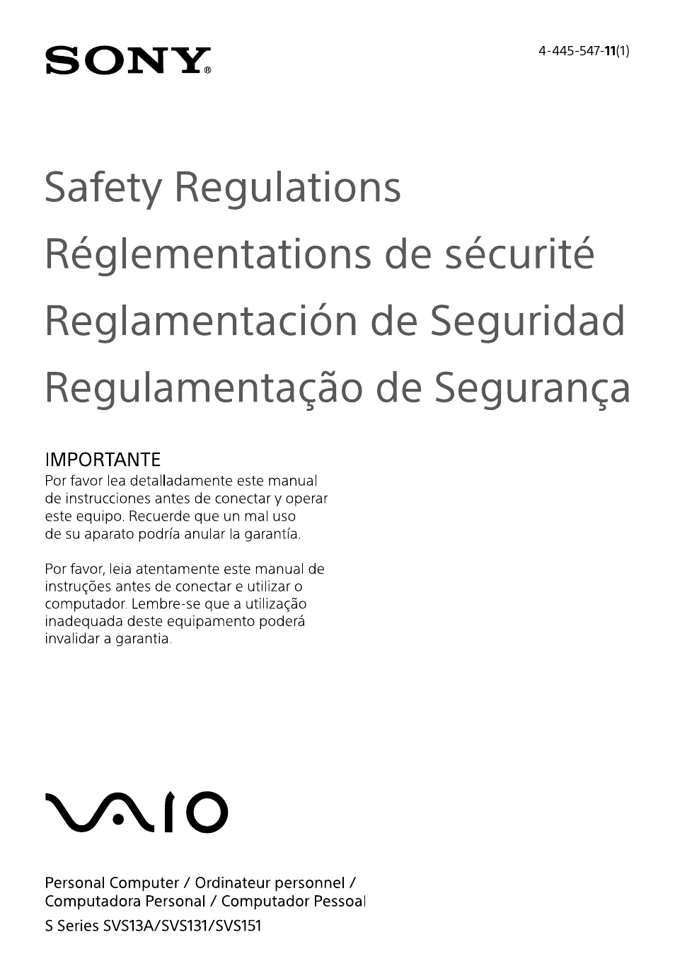 Sony SVS13122CXW User Manual | 32 pages