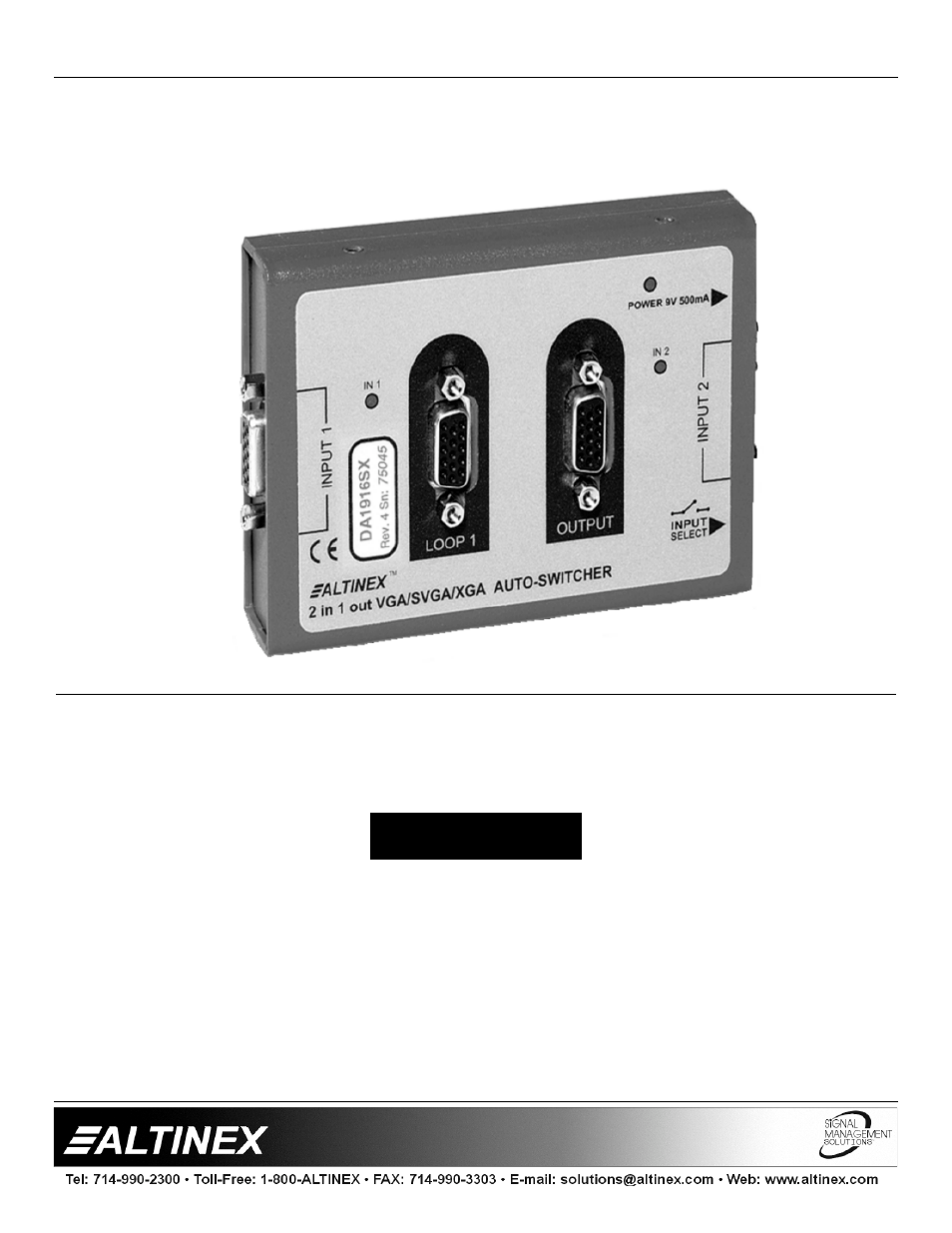 Altinex DA1916SX User Manual | 9 pages