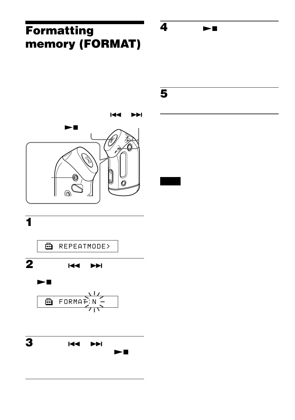 Formatting memory (format) | Sony NW-S23 User Manual | Page 34 / 52