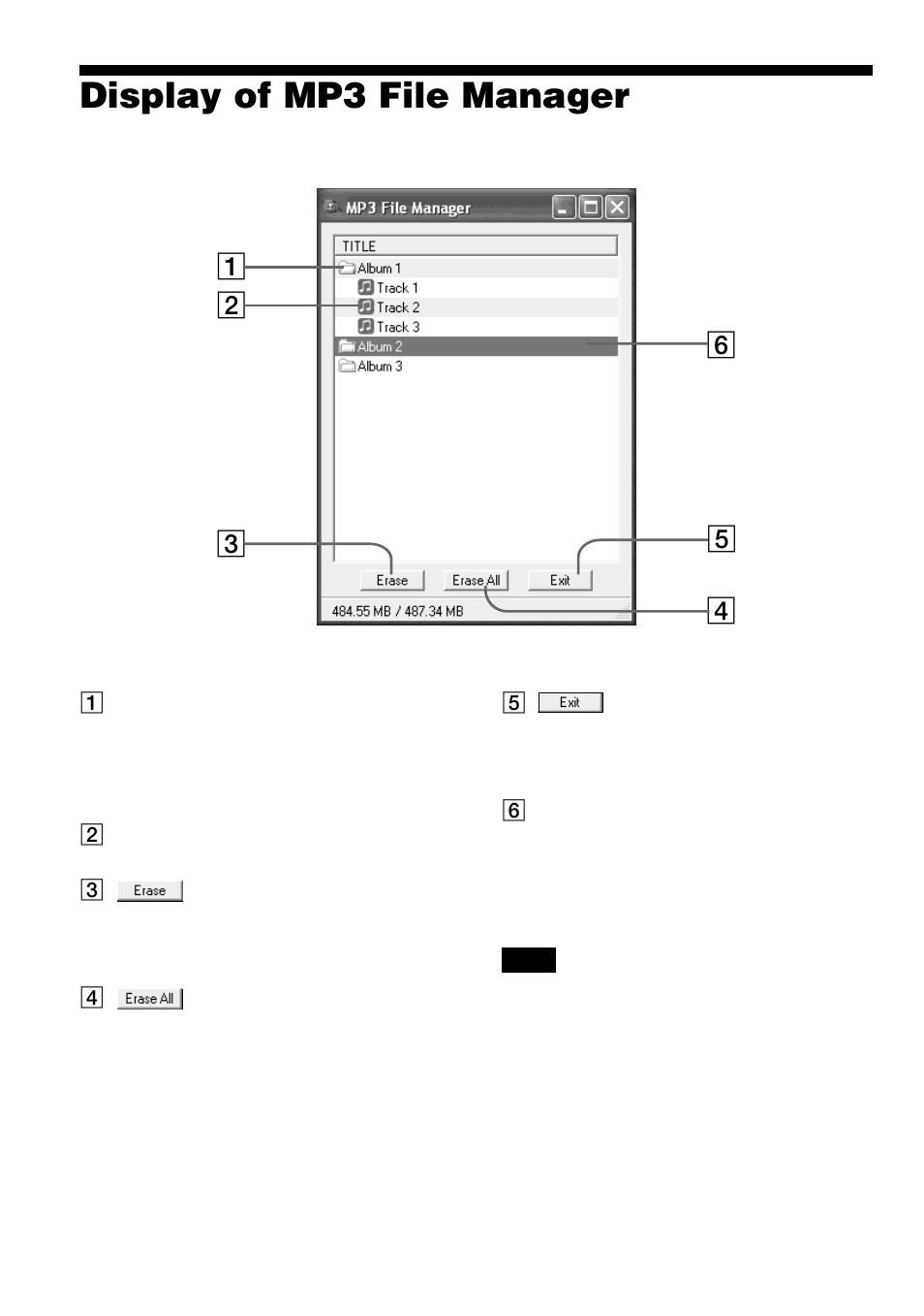 Display of mp3 file manager | Sony NW-S23 User Manual | Page 48 / 52