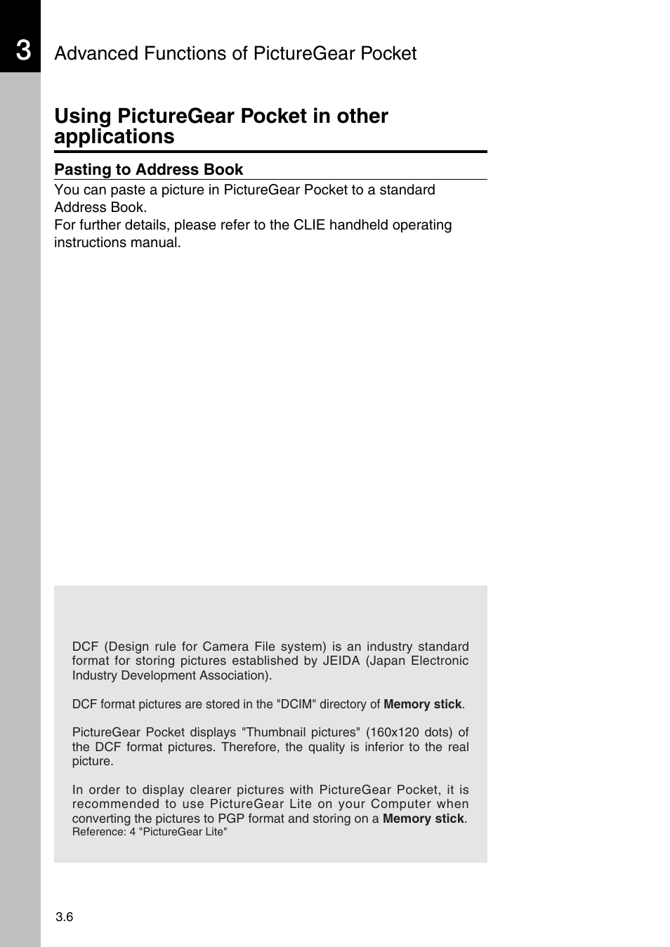 Using picturegear pocket in other applications, Pasting to address book, Advanced functions of picturegear pocket | Sony PEG-N710C User Manual | Page 24 / 32