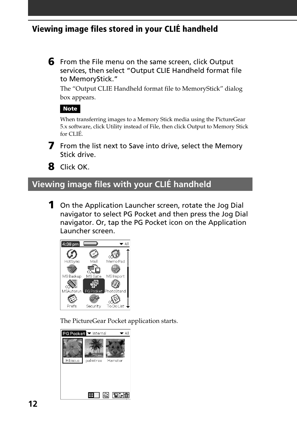 Viewing image files with your clié handheld | Sony PEG-SJ30 User Manual | Page 12 / 80