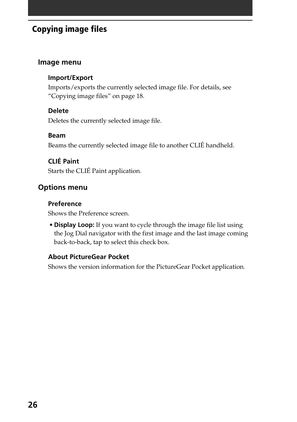 Copying image files | Sony PEG-SJ30 User Manual | Page 26 / 80