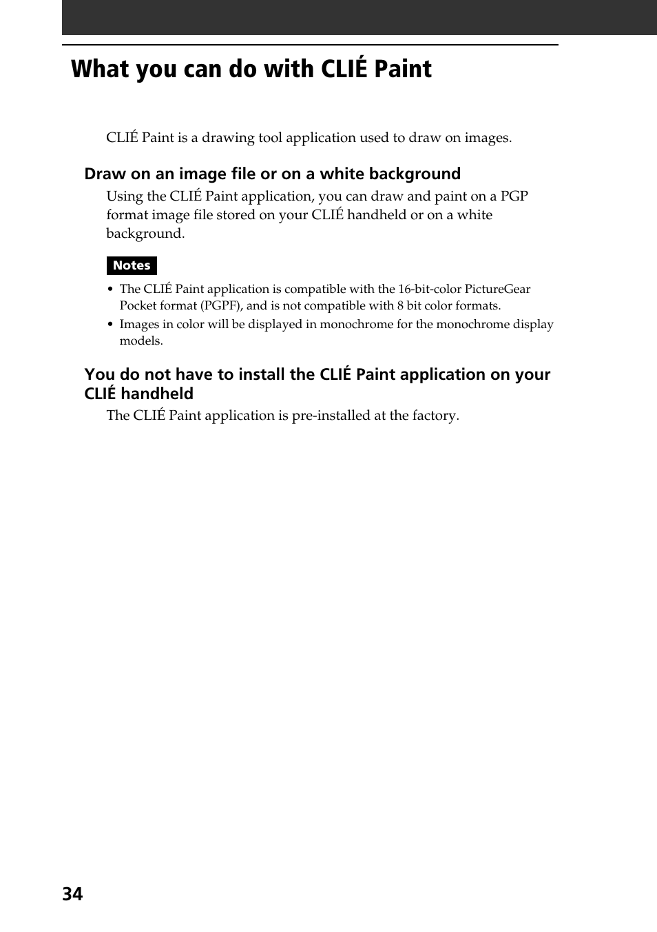 What you can do with clié paint | Sony PEG-SJ30 User Manual | Page 34 / 80