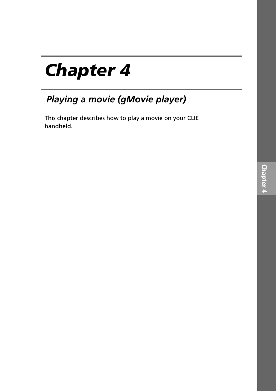 Chapter 4: playing a movie (gmovie player), Chapter 4 | Sony PEG-SJ30 User Manual | Page 41 / 80