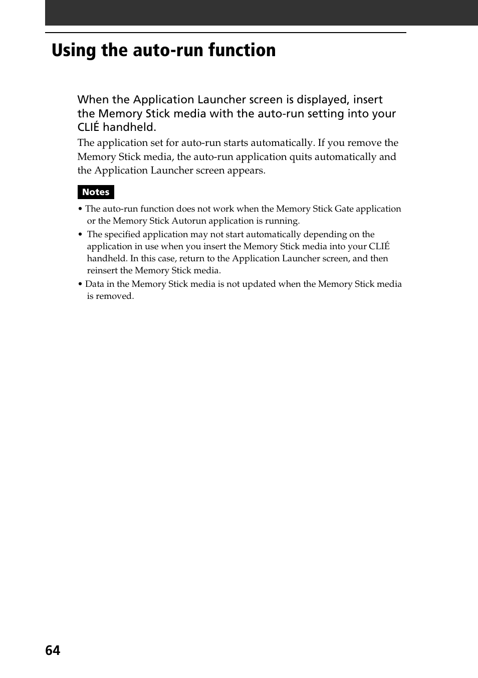 Using the auto-run function | Sony PEG-SJ30 User Manual | Page 64 / 80