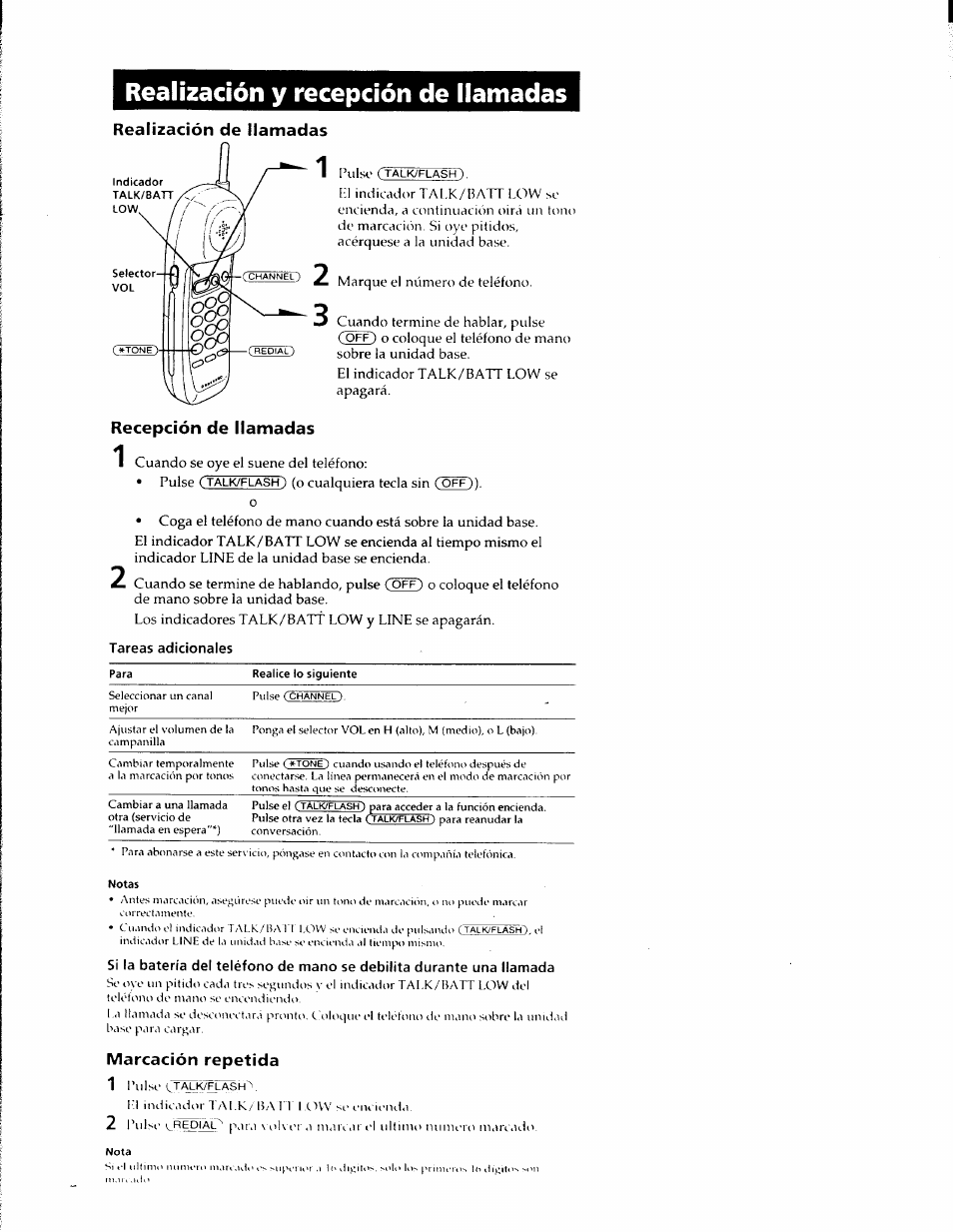 Realización y recepción de ramadas, Realización de mamadas, Marcación repetida | Sony SPP-900 User Manual | Page 22 / 28