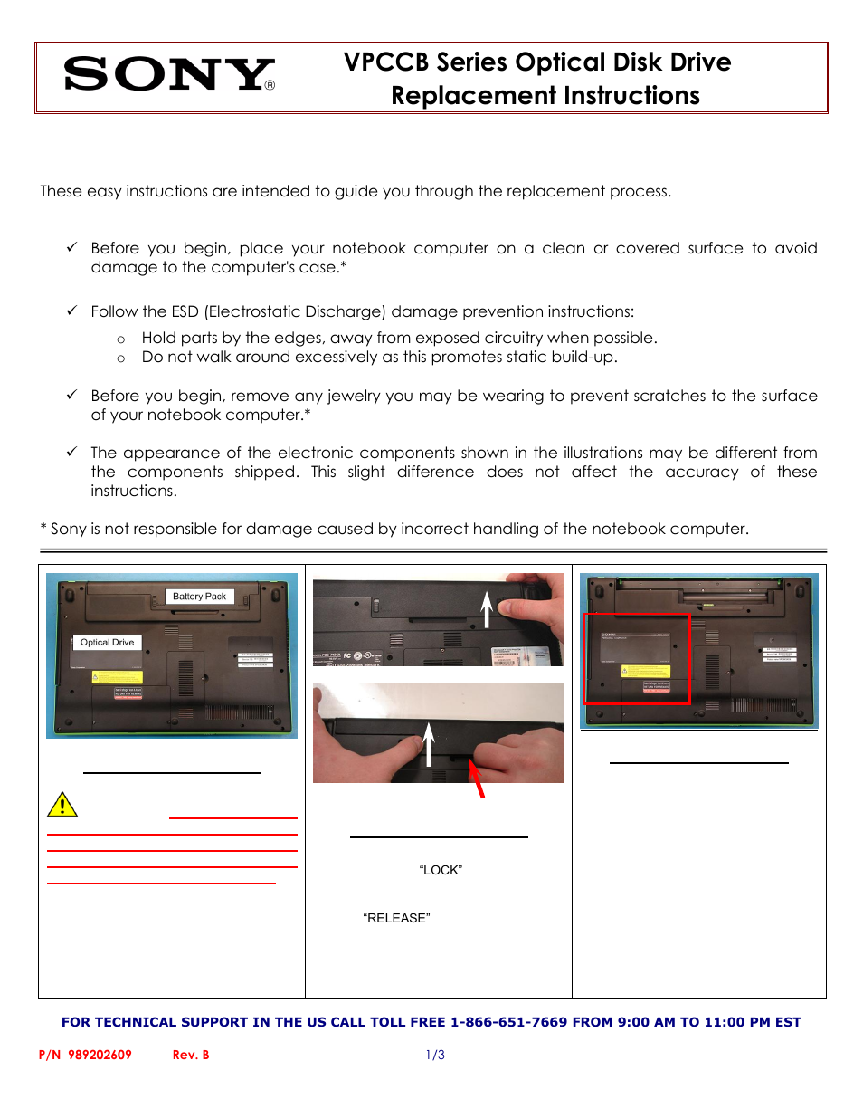 Sony VPCCB17FX User Manual | 3 pages