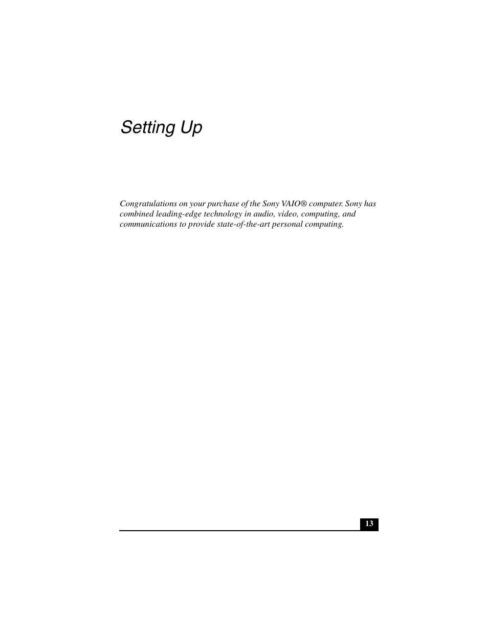 Setting up | Sony PCG-GRT390Z User Manual | Page 13 / 44