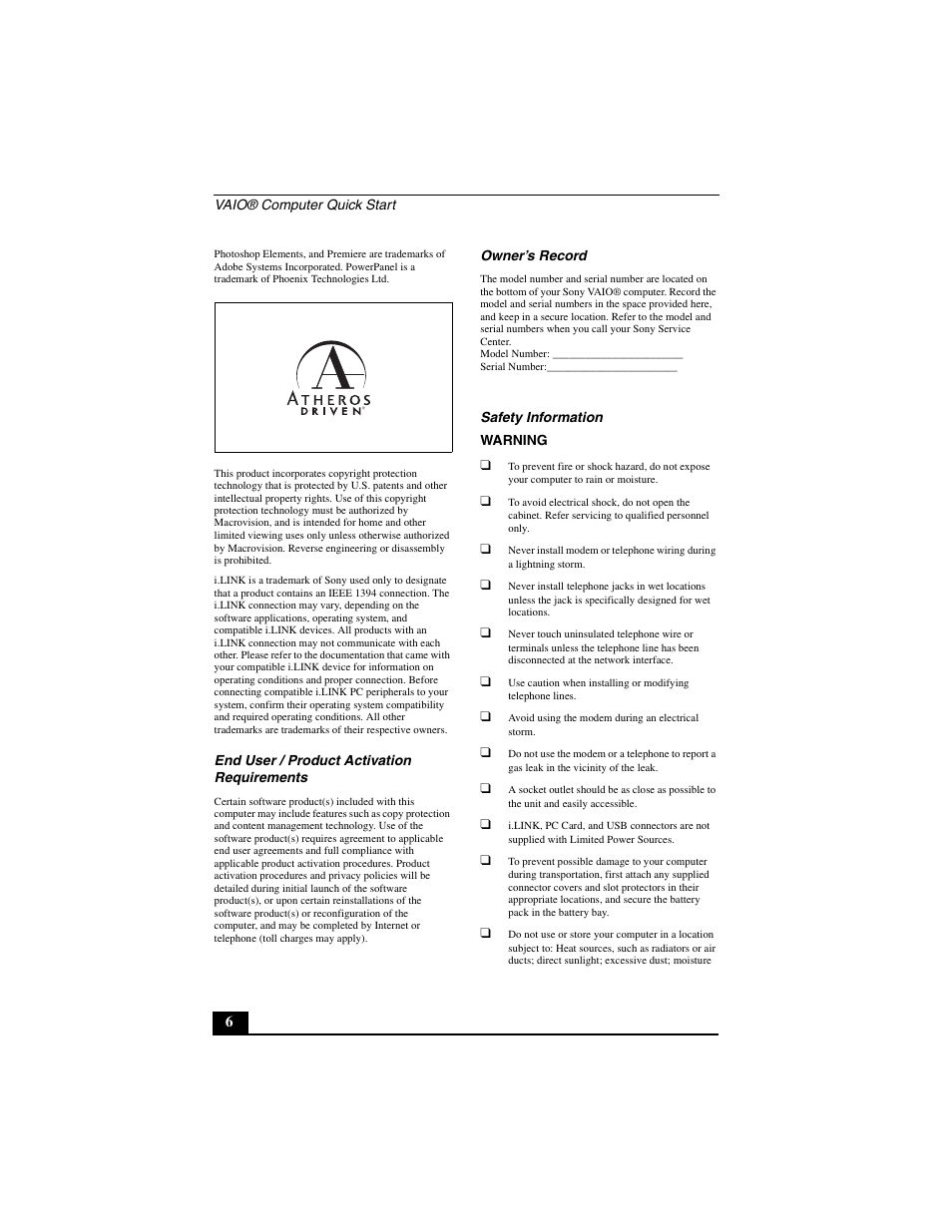 Sony PCG-GRT390Z User Manual | Page 6 / 44