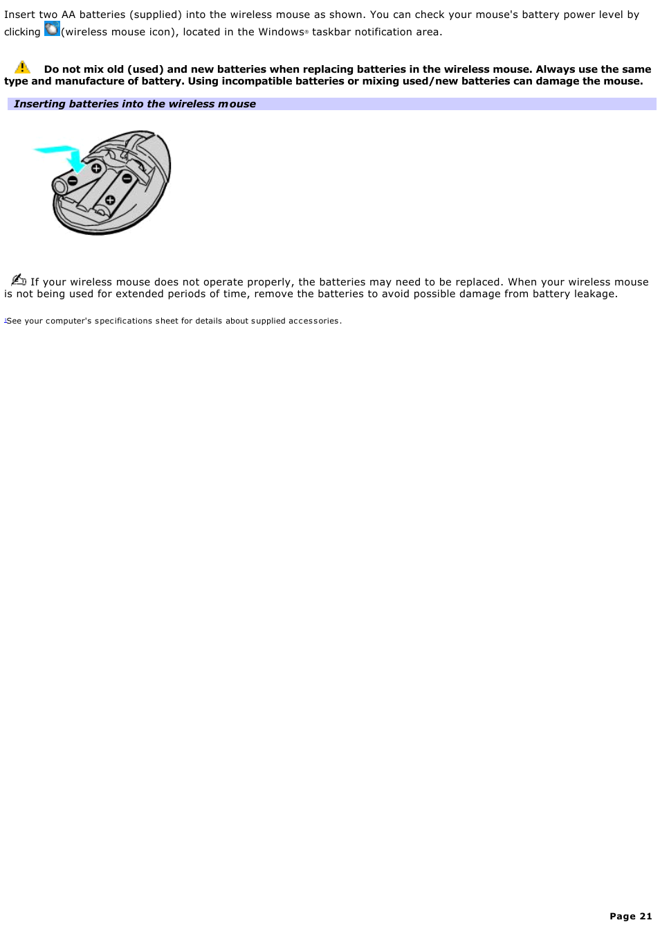 Sony VGC-RB51M User Manual | Page 21 / 131