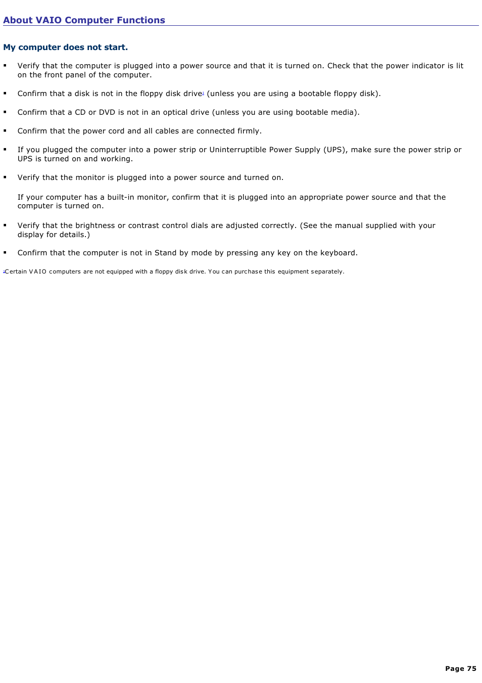 About vaio computer functions | Sony VGC-RB51M User Manual | Page 75 / 131