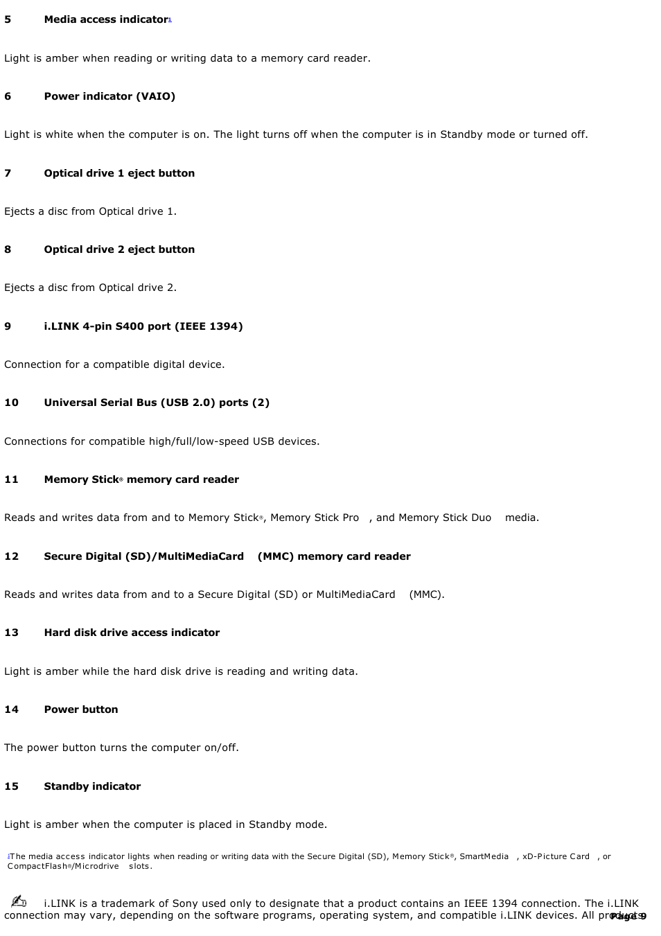 Sony VGC-RB51M User Manual | Page 9 / 131