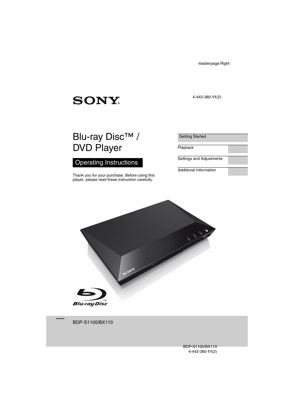 Sony BDP-S1100 User Manual | 36 pages