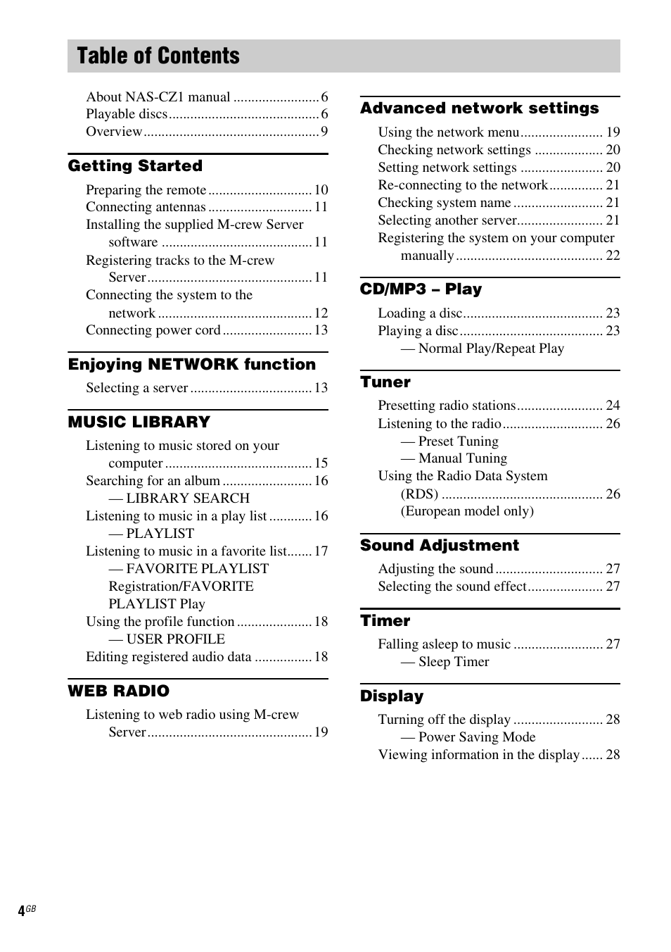 Sony HCD-CZ1 User Manual | Page 4 / 40