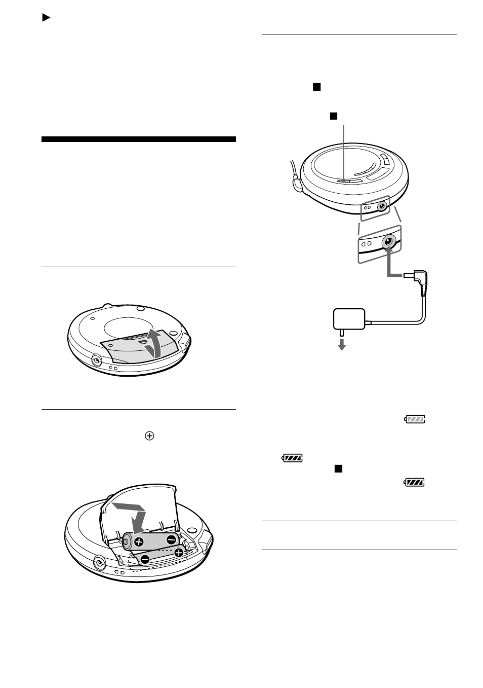 Connecting a power source, Using the rechargeable batteries | Sony D-EJ621 User Manual | Page 16 / 24