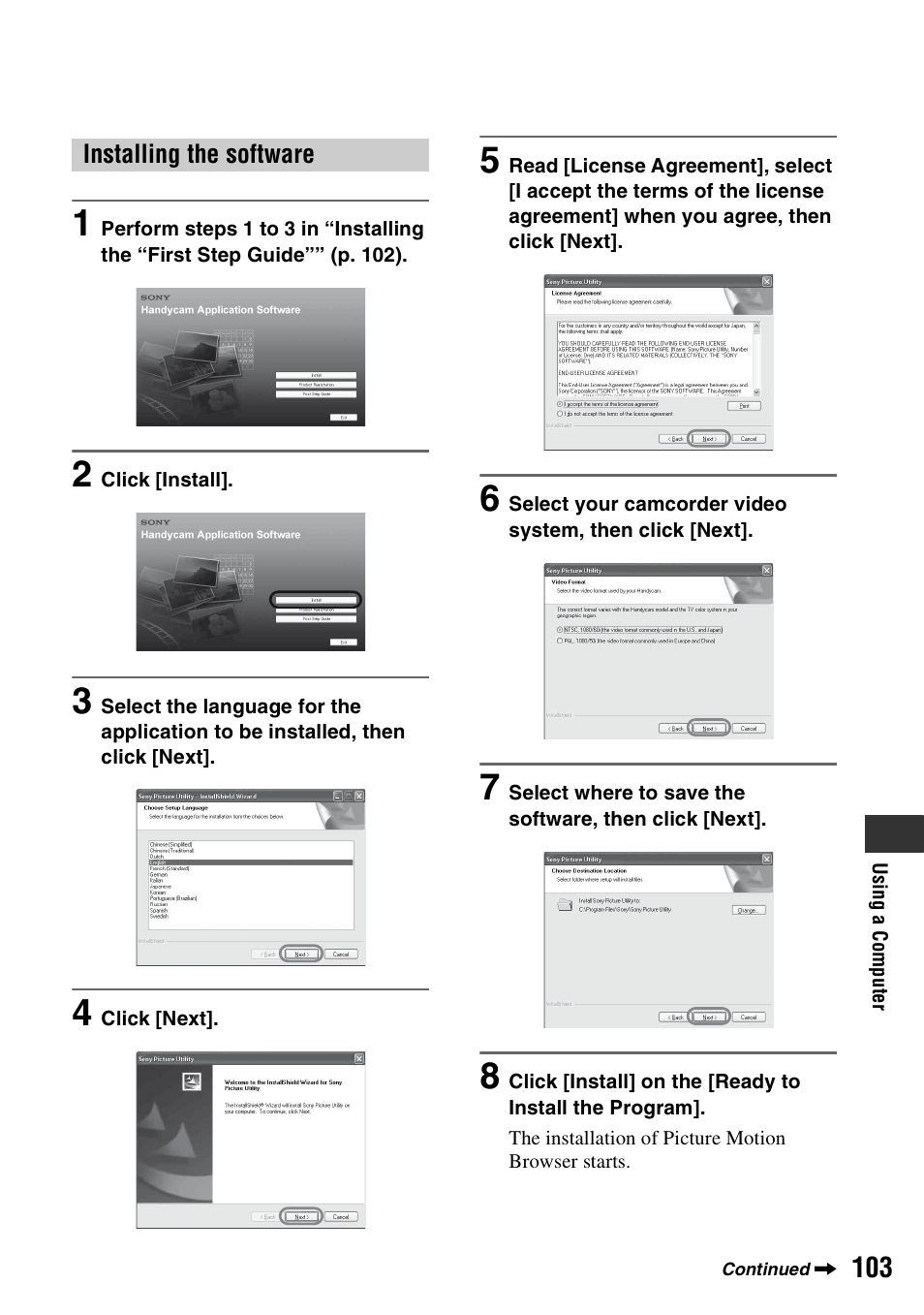 Sony HDR-UX1 User Manual | Page 103 / 155