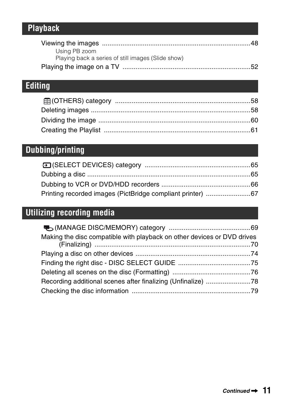 Sony HDR-UX1 User Manual | Page 11 / 155