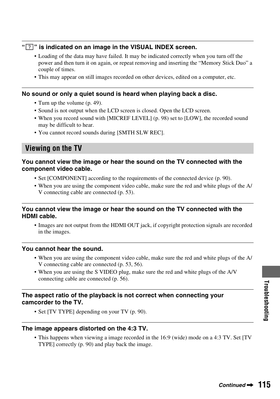 Viewing on the tv | Sony HDR-UX1 User Manual | Page 115 / 155