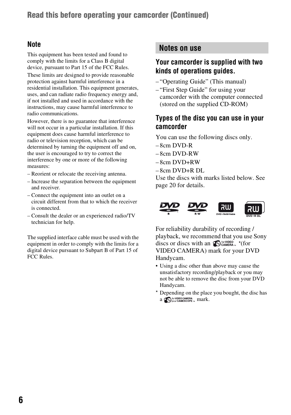 Sony HDR-UX1 User Manual | Page 6 / 155