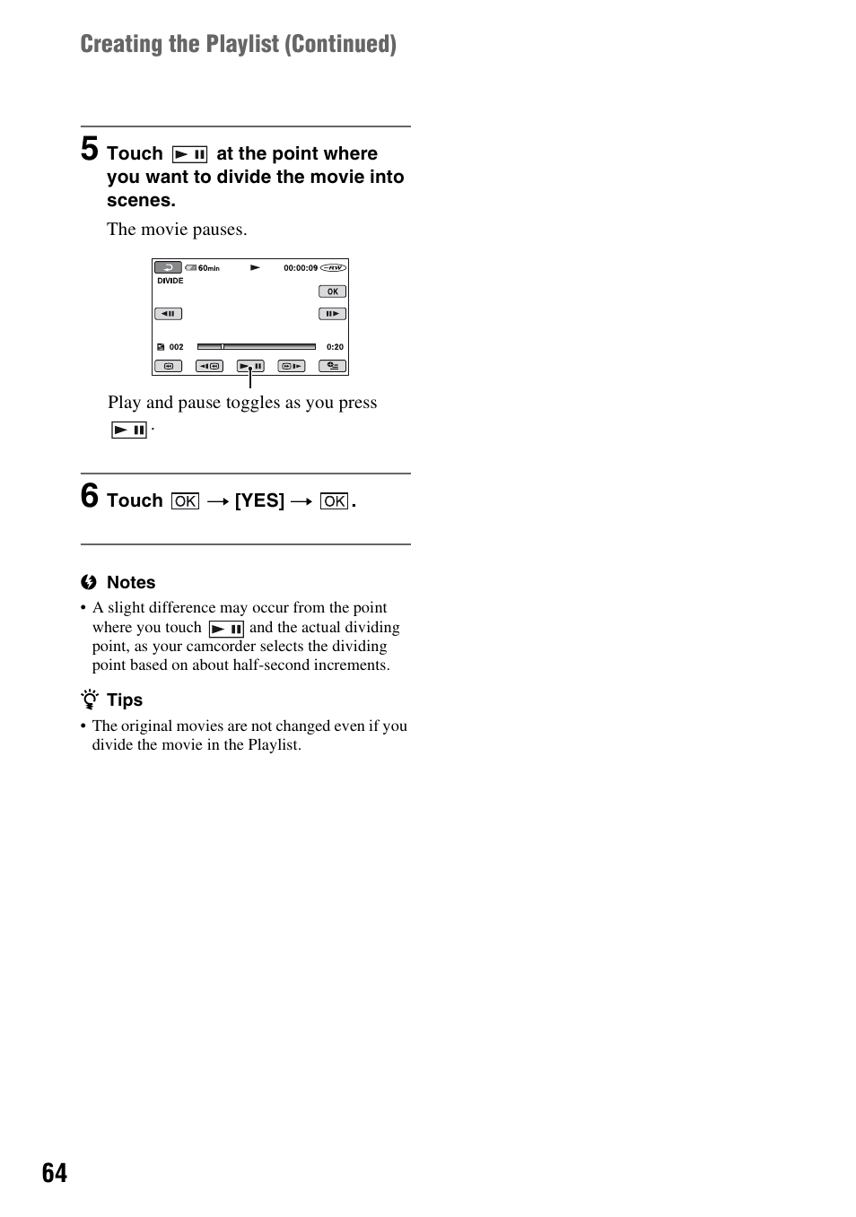 Creating the playlist (continued) | Sony HDR-UX1 User Manual | Page 64 / 155