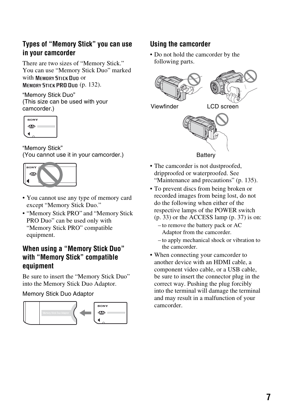 Sony HDR-UX1 User Manual | Page 7 / 155