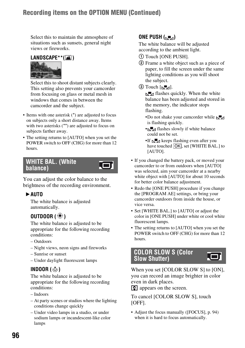 Recording items on the option menu (continued) | Sony HDR-UX1 User Manual | Page 96 / 155