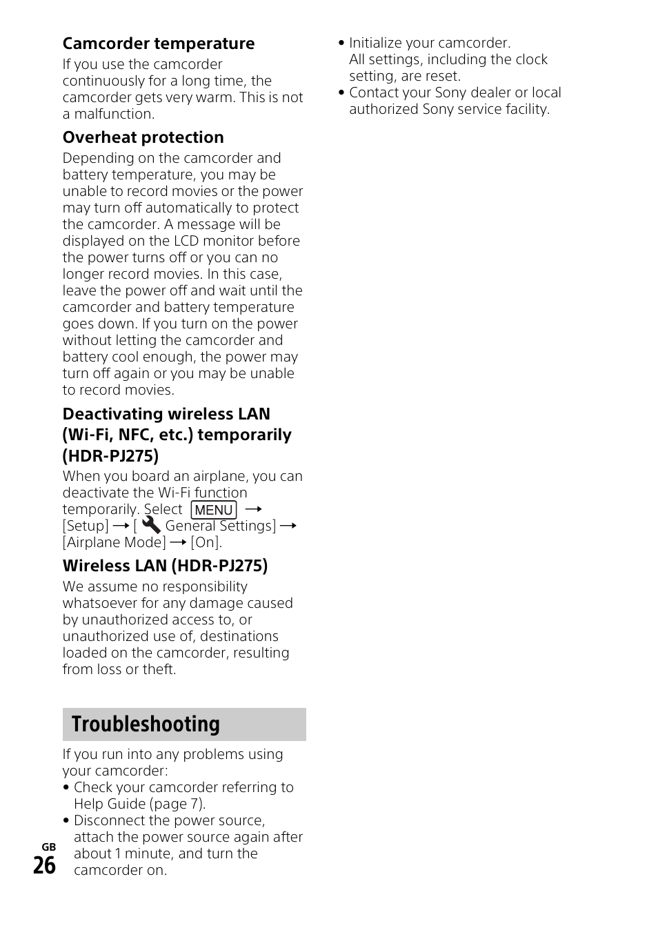 Troubleshooting | Sony HDR-PJ275 User Manual | Page 26 / 32