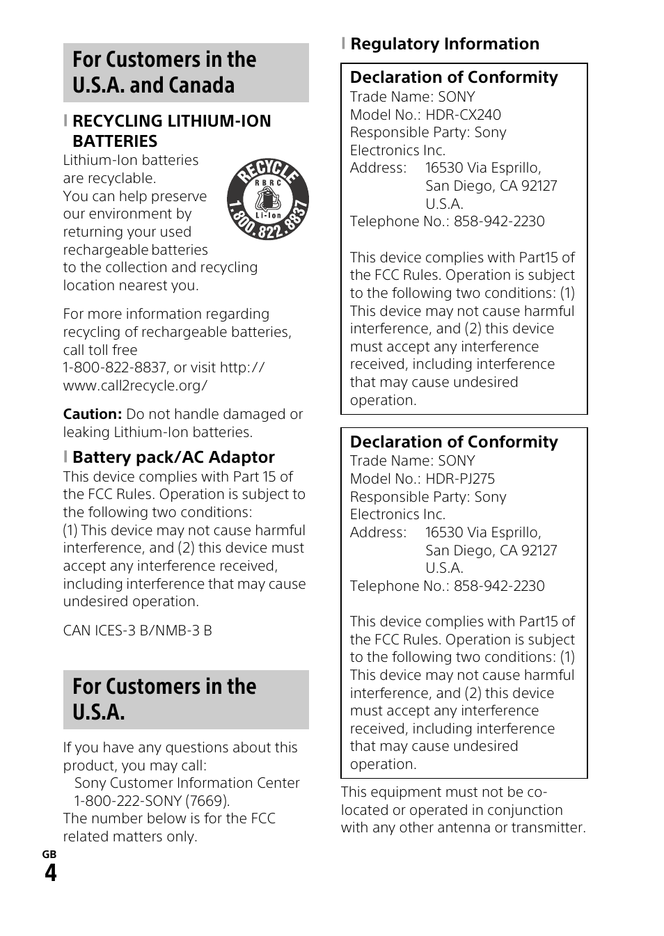 Sony HDR-PJ275 User Manual | Page 4 / 32