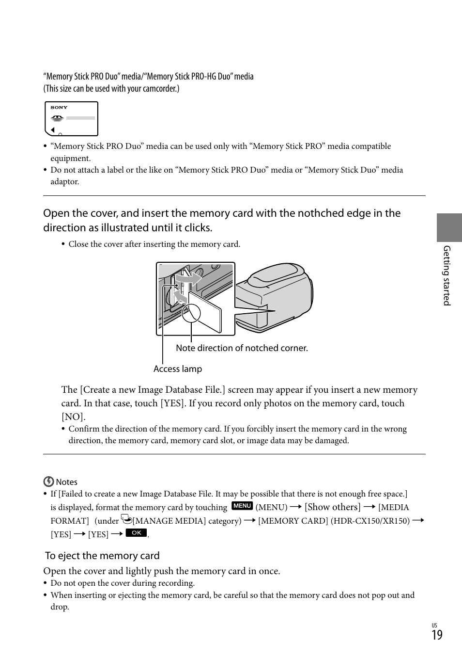 19) a | Sony HDR-XR150 User Manual | Page 19 / 109