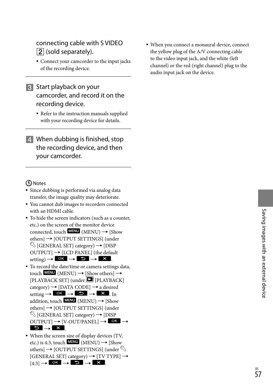 Connecting cable with s video  (sold separately) | Sony HDR-XR150 User Manual | Page 57 / 109