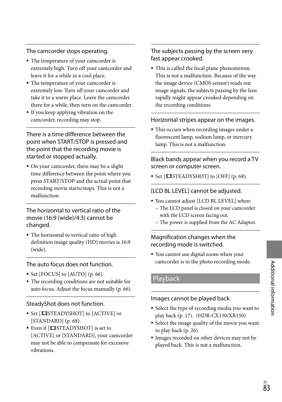 Playback | Sony HDR-XR150 User Manual | Page 83 / 109