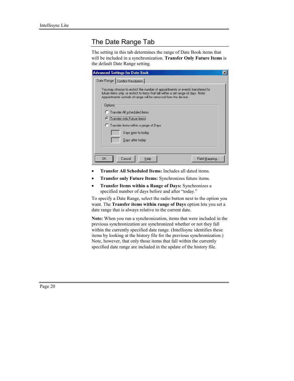 The date range tab, To prepare your pc | Sony PEG-TG50 User Manual | Page 20 / 53