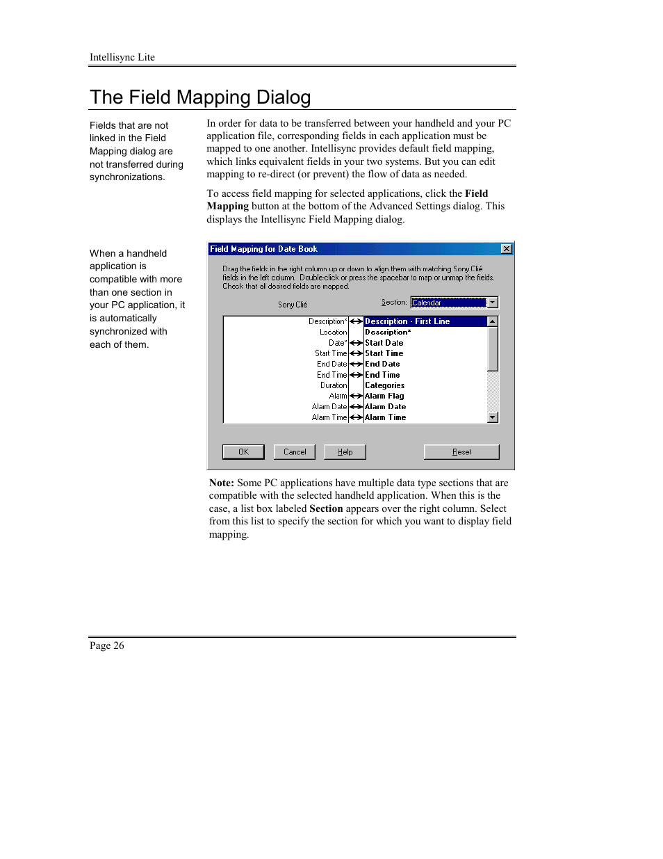 The field mapping dialog, Irtual, Ields | Sony PEG-TG50 User Manual | Page 26 / 53
