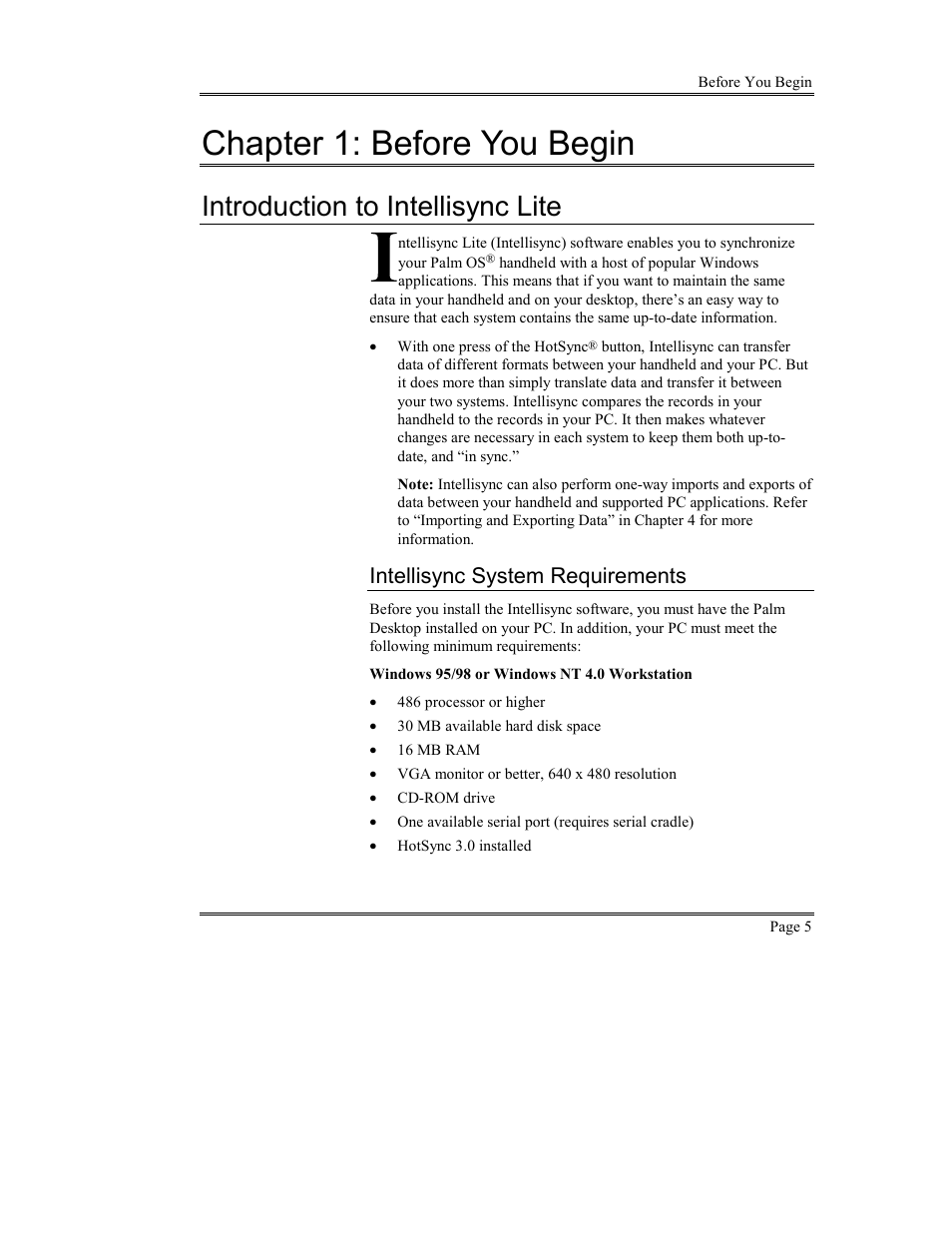Before you begin, Introduction to intellisync lite, Intellisync system requirements | Hapter, Ntellisync, Ialogs, Onfiguration, Hoose, Ranslator, The configuration dialog | Sony PEG-TG50 User Manual | Page 5 / 53