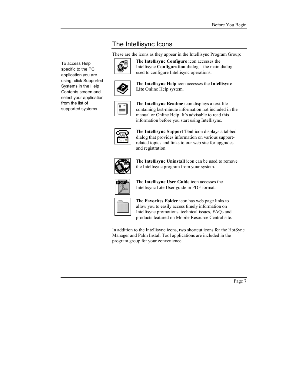 The intellisync icons, The choose translator dialog | Sony PEG-TG50 User Manual | Page 7 / 53