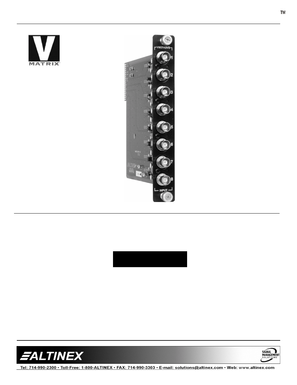 Altinex VM2143VS User Manual | 12 pages