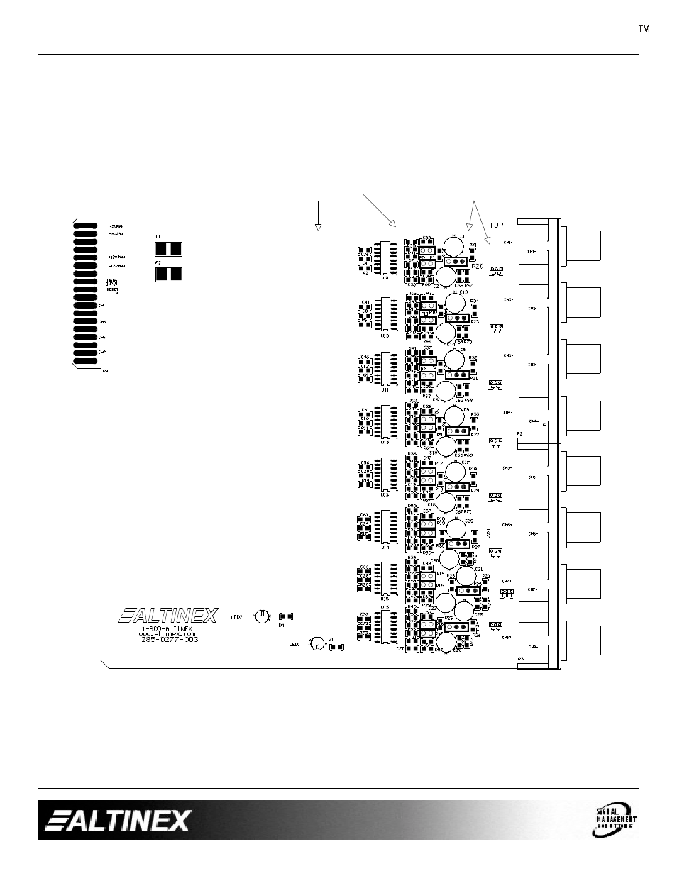 V-matrix, Ac/dc coupling jumpers jumpers input impedance | Altinex VM2143VS User Manual | Page 8 / 12
