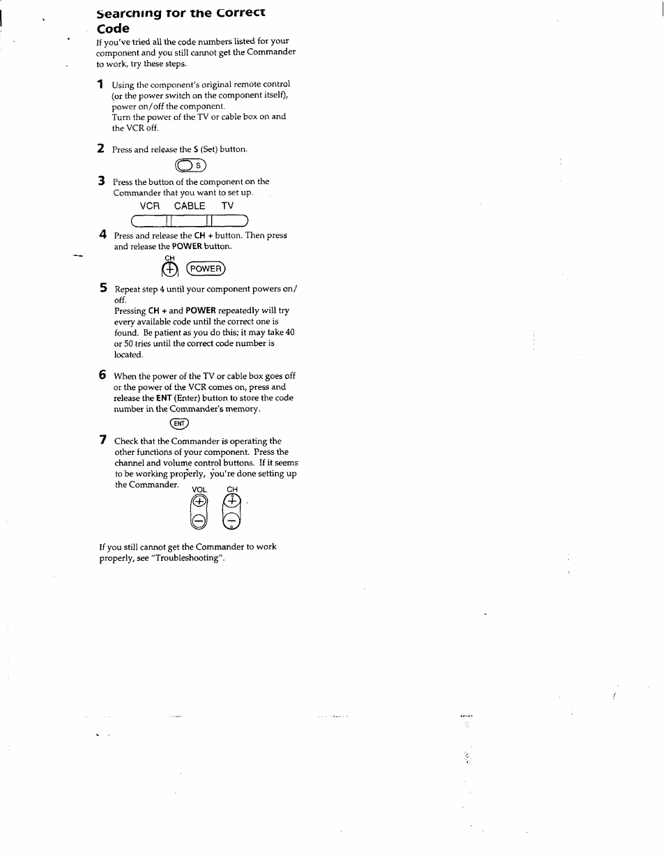 Ii t ), Searcning тог the correct code | Sony RM-V8 User Manual | Page 4 / 8