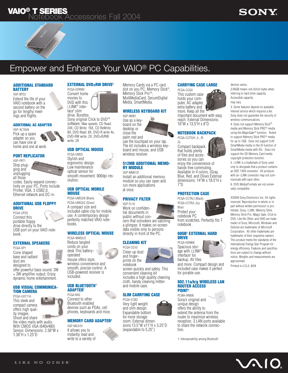 Sony VGN-T160P User Manual | 1 page