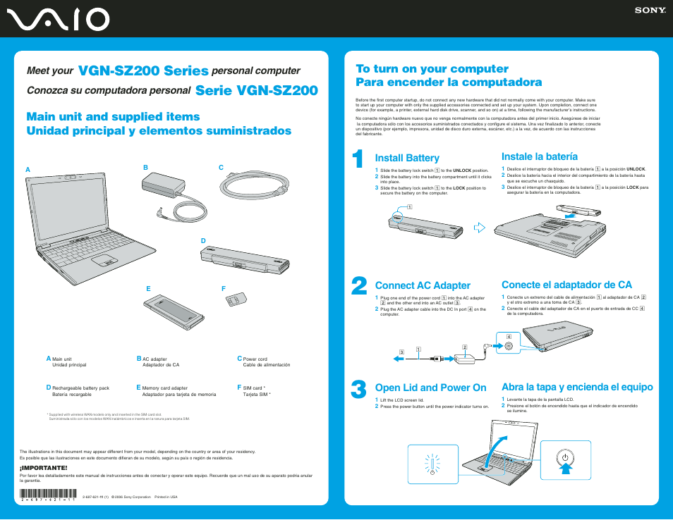 Sony VGN-SZ220 User Manual | 2 pages