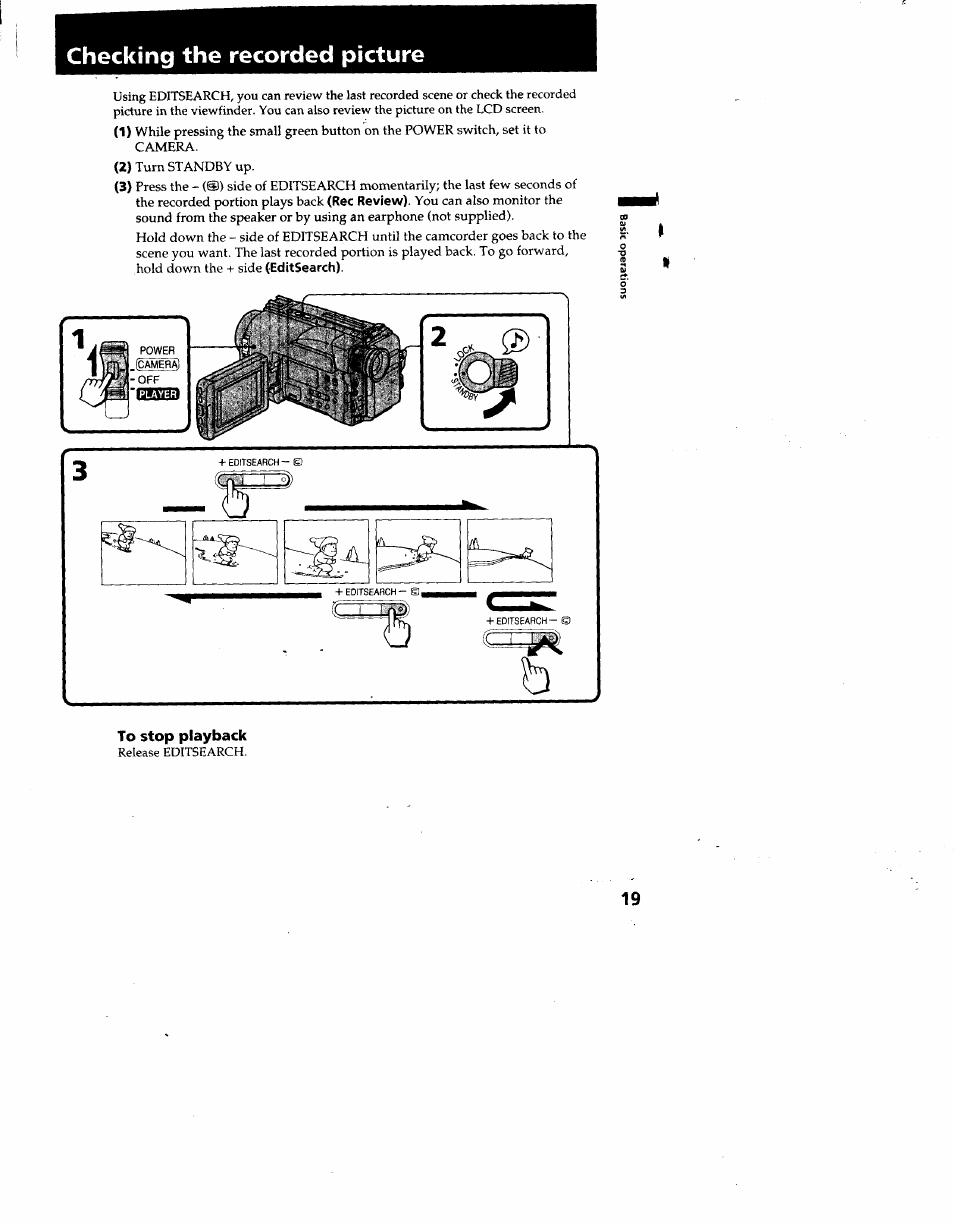 Checking the recorded picture | Sony CCD-TRV53 User Manual | Page 19 / 76