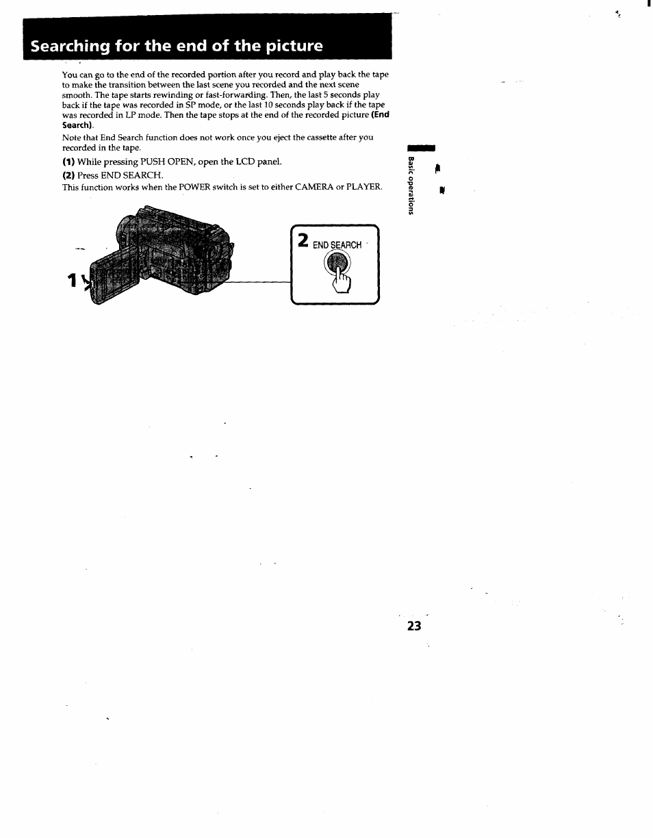 Searching for the end of the picture | Sony CCD-TRV53 User Manual | Page 23 / 76