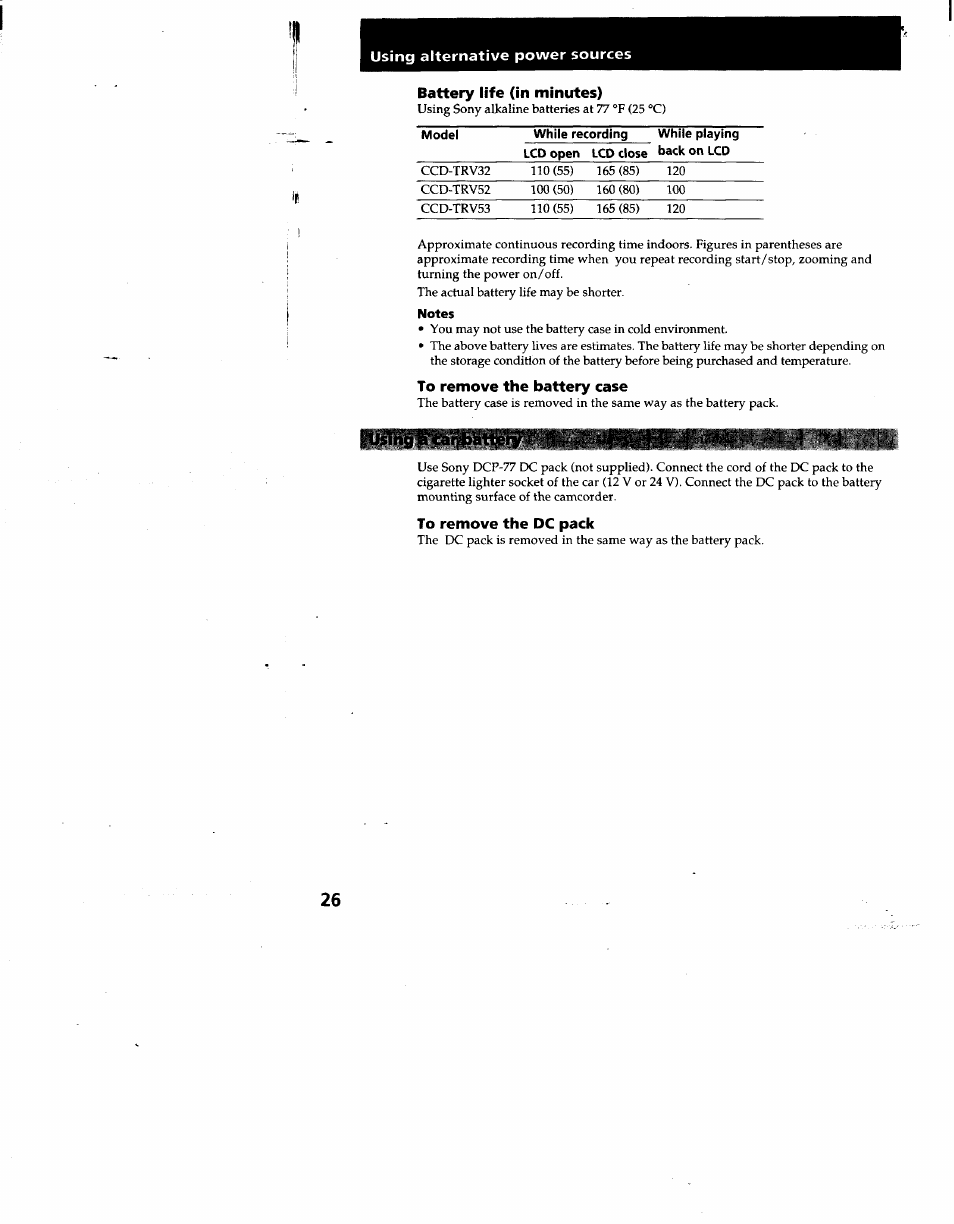 Notes | Sony CCD-TRV53 User Manual | Page 26 / 76